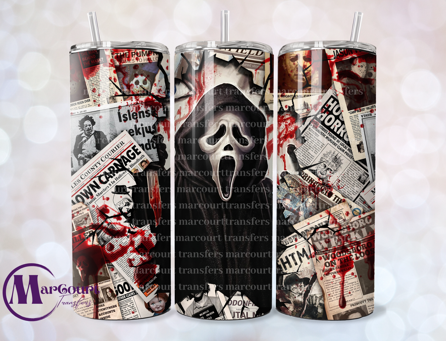 GHOSTFACE-SKINNY TUMBLER TRANSFER (SUBLIMATION)
