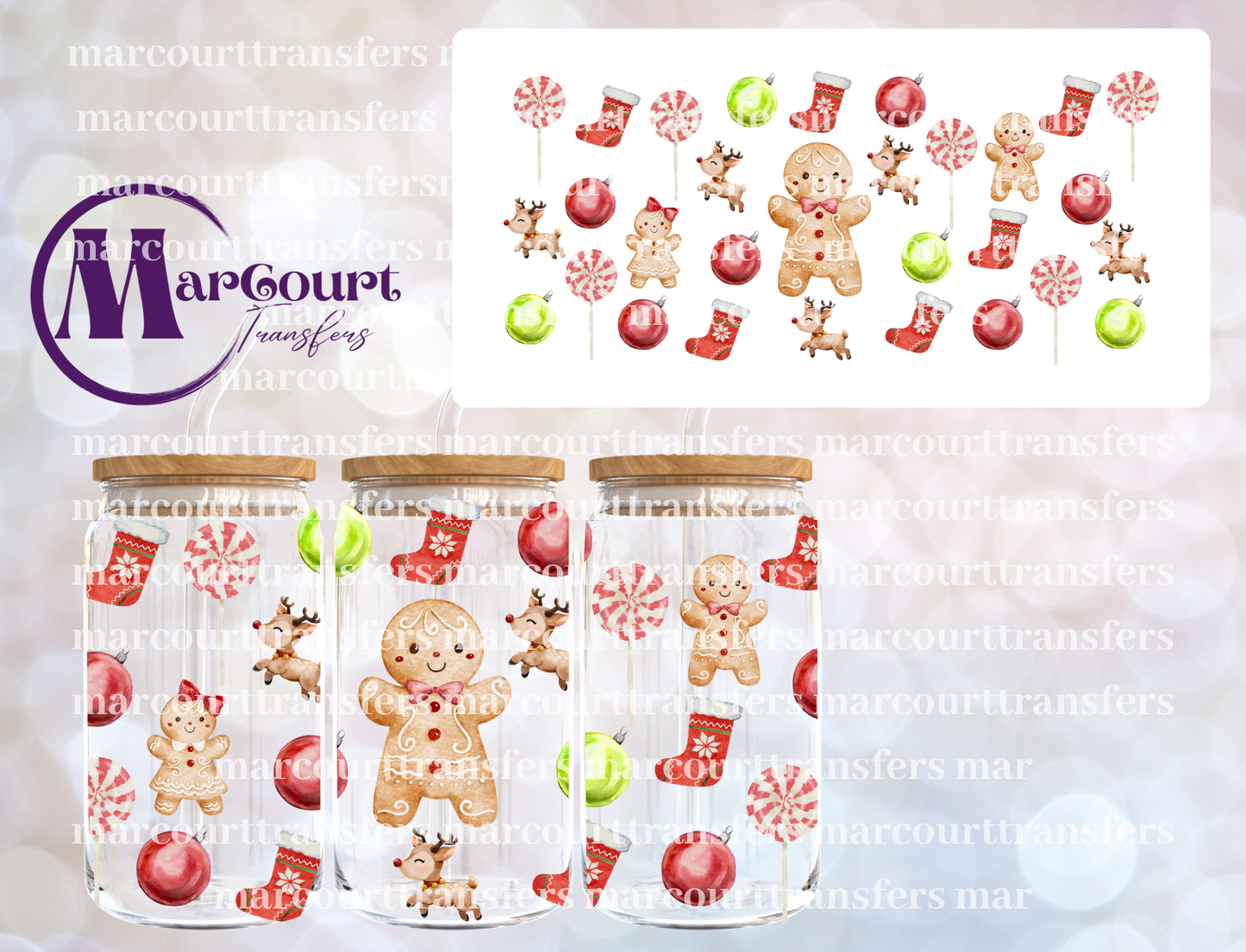 GINGERBREAD CHRISTMAS-16 0Z-UV DTF CUP WRAP