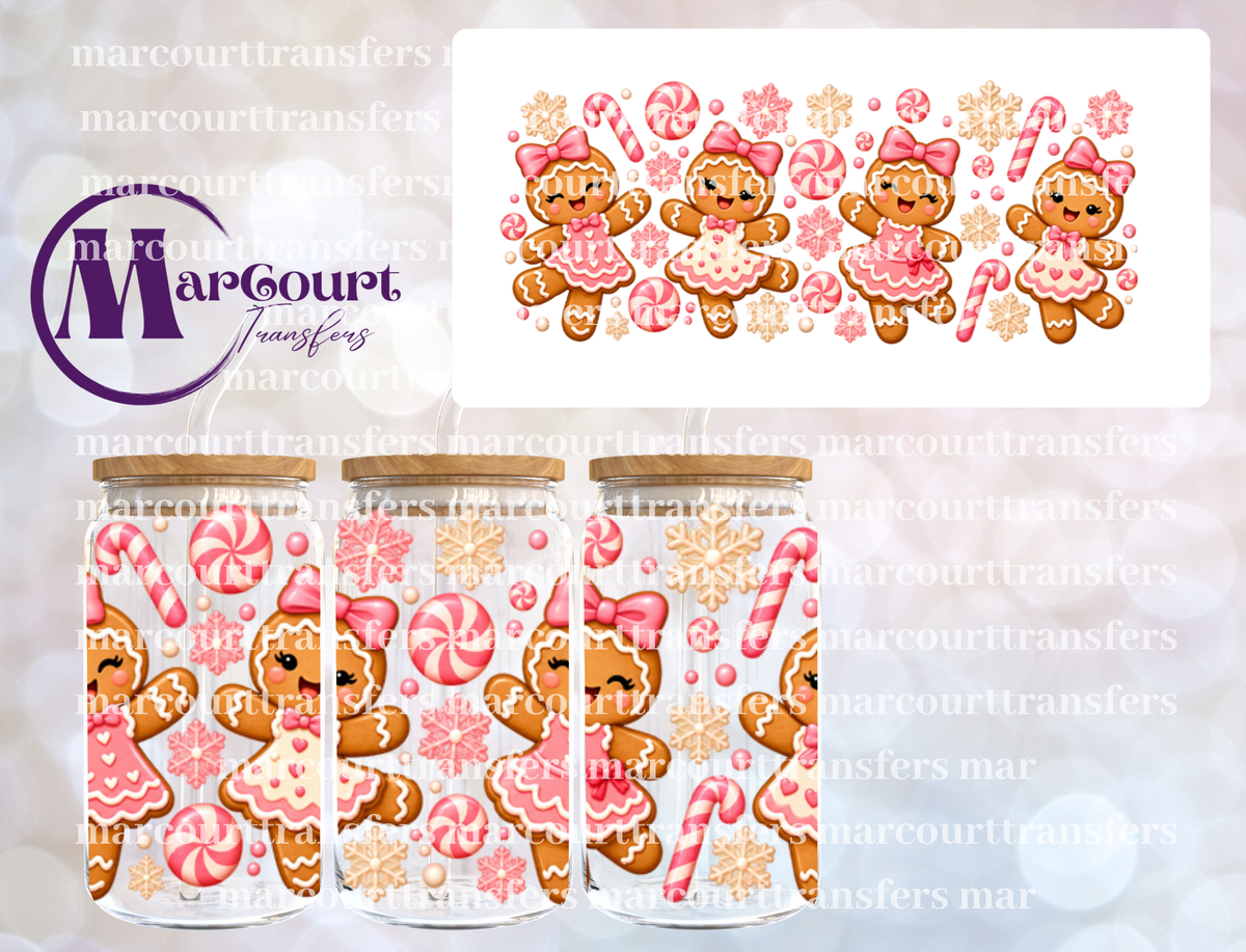 GINGERBREAD GIRLS CANDY SNOWFLAKES-16 0Z-UV DTF CUP WRAP