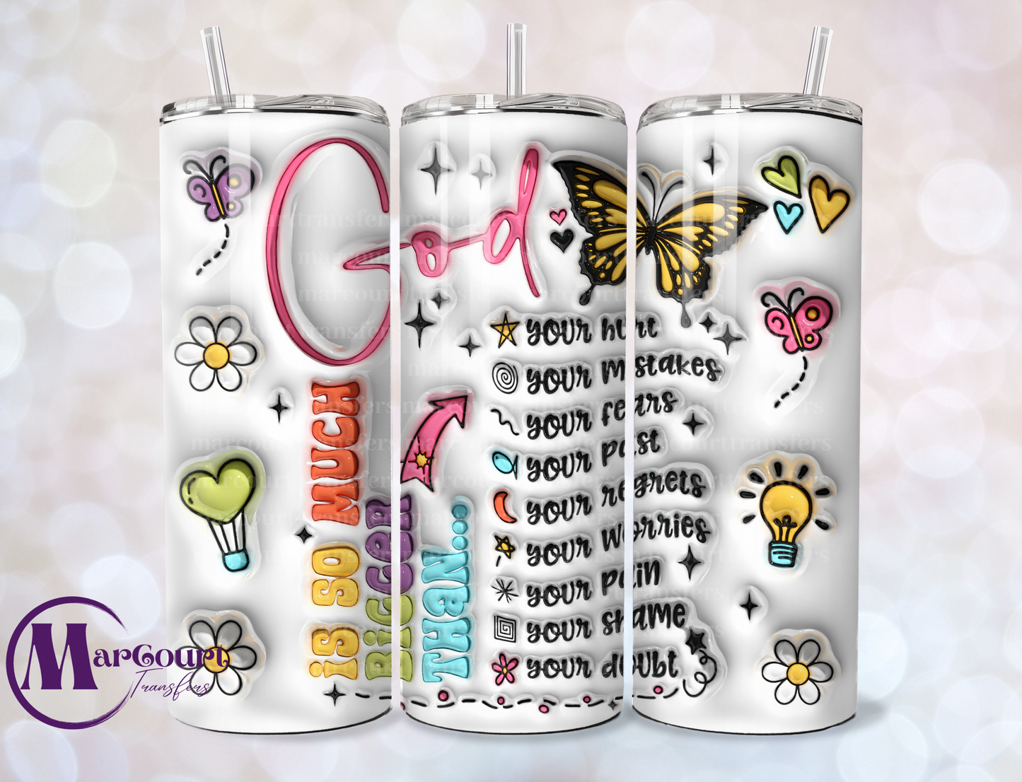 GOD IS SO MUCH BIGGER-SKINNY TUMBLER TRANSFER (SUBLIMATION)