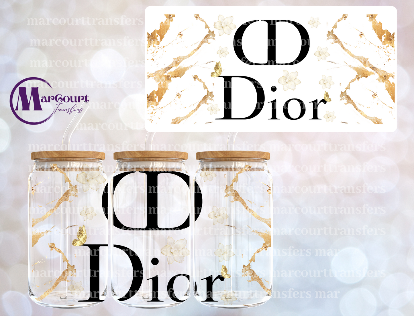 GOLD DIOR-16 0Z-UV DTF CUP WRAP