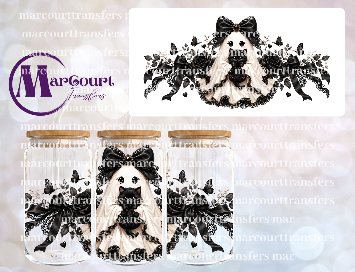GOTHIC GHOST AND CAT-16 0Z-UV DTF CUP WRAP