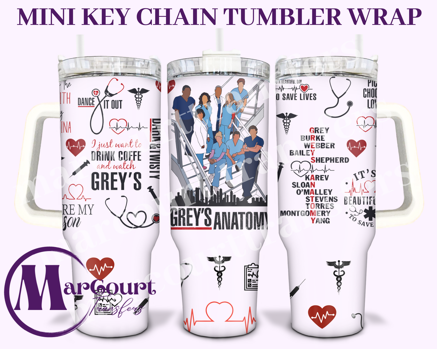 GREYS ANATOMY-MINI TUMBLER KEYCHAIN WRAP