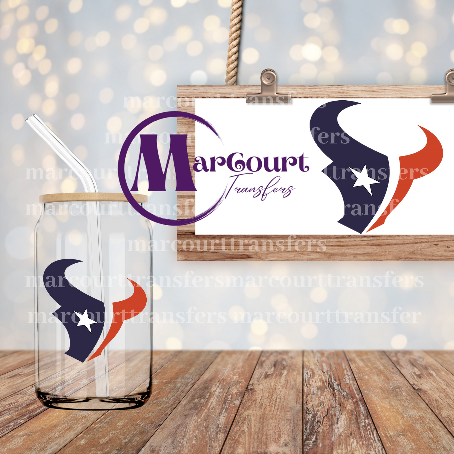 HOUSTON TEXANS BULL DECAL-UV DTF CUP WRAP