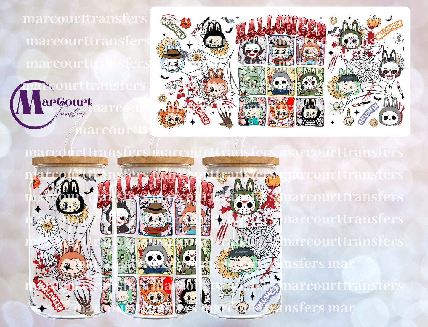HALLOWEEN LABUBU-16 0Z-UV DTF CUP WRAP