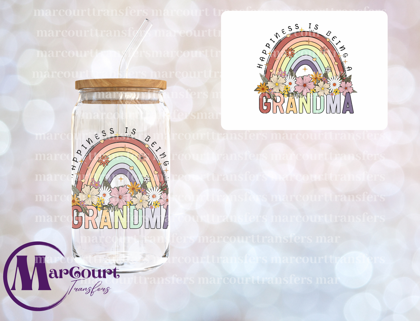 HAPPINESS IS BEING A GRANDMA-DECAL-UV DTF CUP WRAP