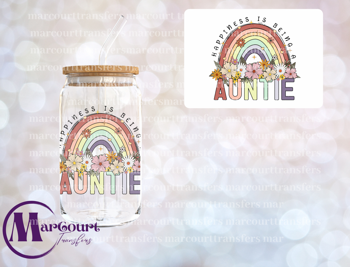HAPPINESS IS BEING AN AUNTIE-DECAL-UV DTF CUP WRAP