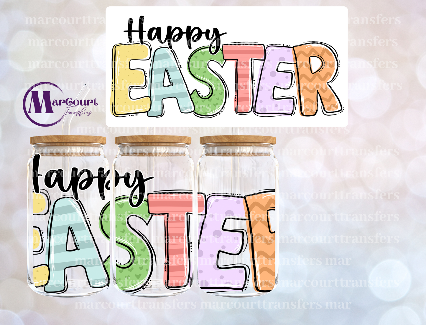 HAPPY EASTER-16 0Z-UV DTF CUP WRAP