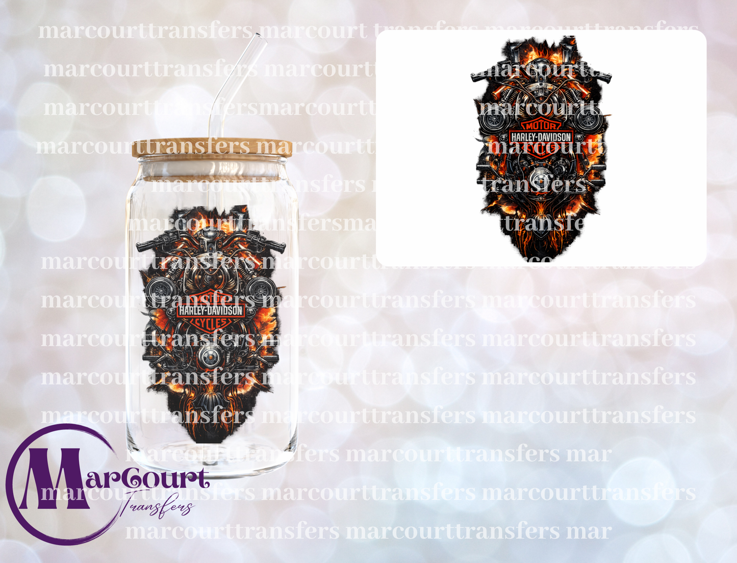 HARLEY DAVIDSON FLAMES-UV DTF CUP WRAP