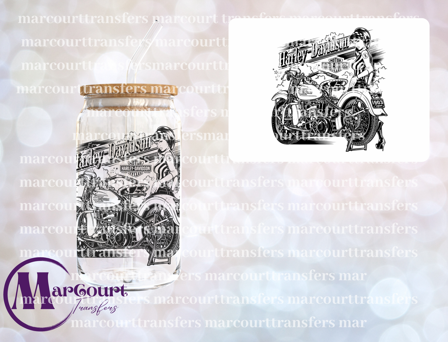 HARLEY DAVIDSON PIN UP GIRL-UV DTF CUP WRAP