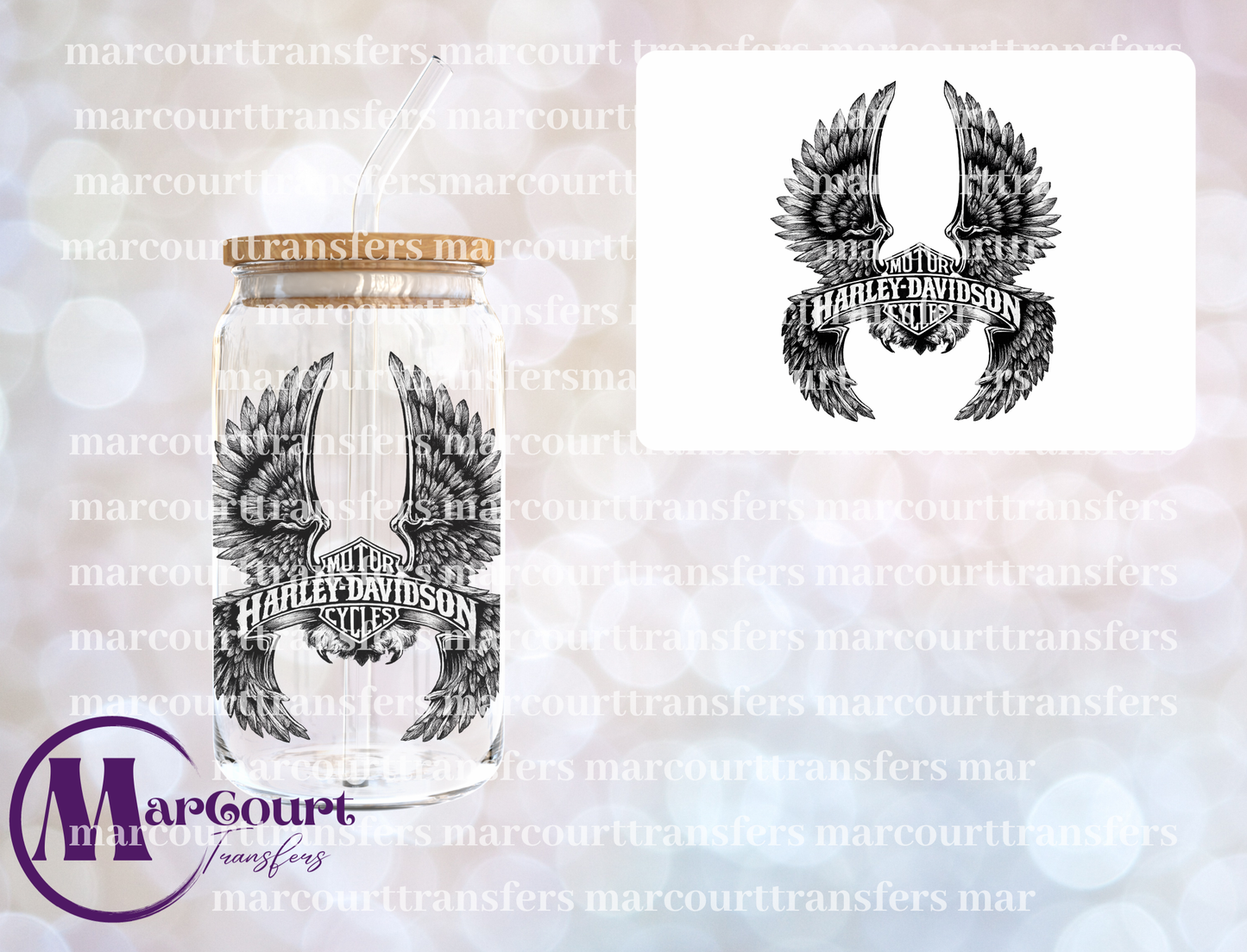 HARLEY DAVIDSON WINGS-UV DTF CUP WRAP