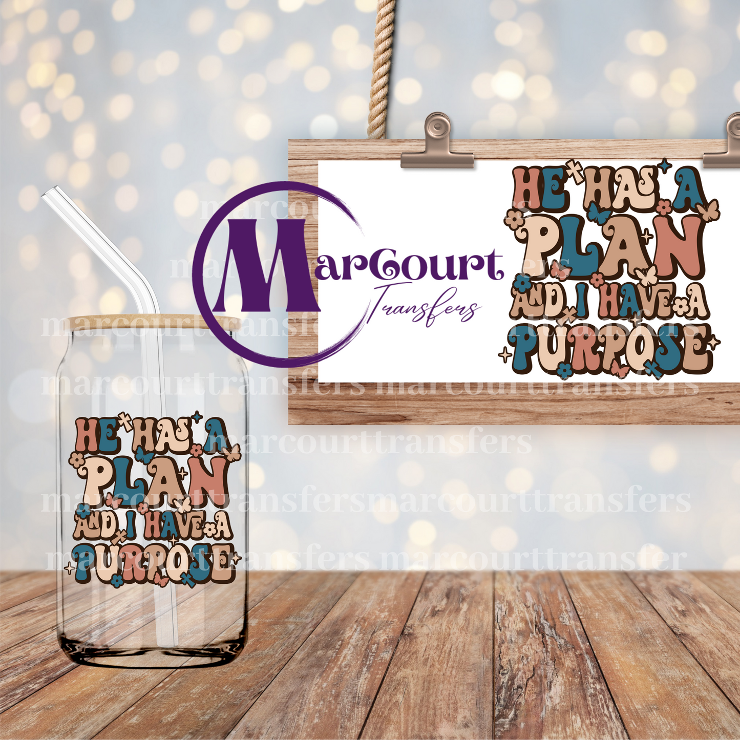 HE HAS A PLAN I HAVE A PURPOSE-DECAL-UV DTF CUP WRAP