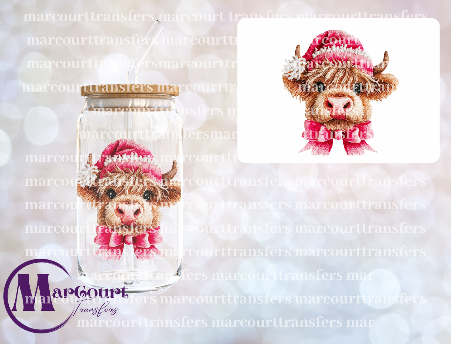 HIGHLAND COW FAUX YARN-DECAL-UV DTF CUP WRAP