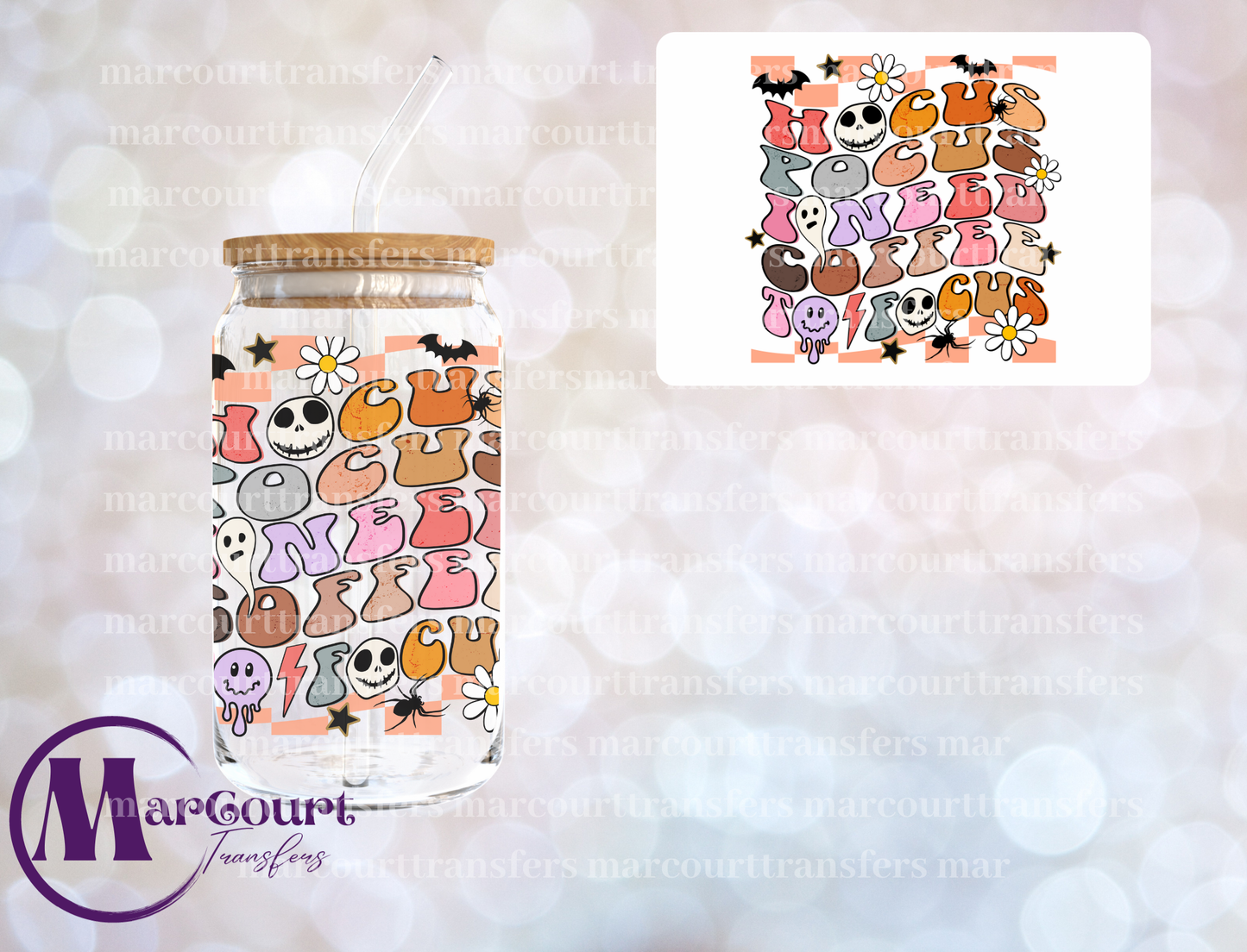 HOVCUS POCUS I NEED COFFEE TO FOCUS -DECAL-UV DTF CUP WRAP
