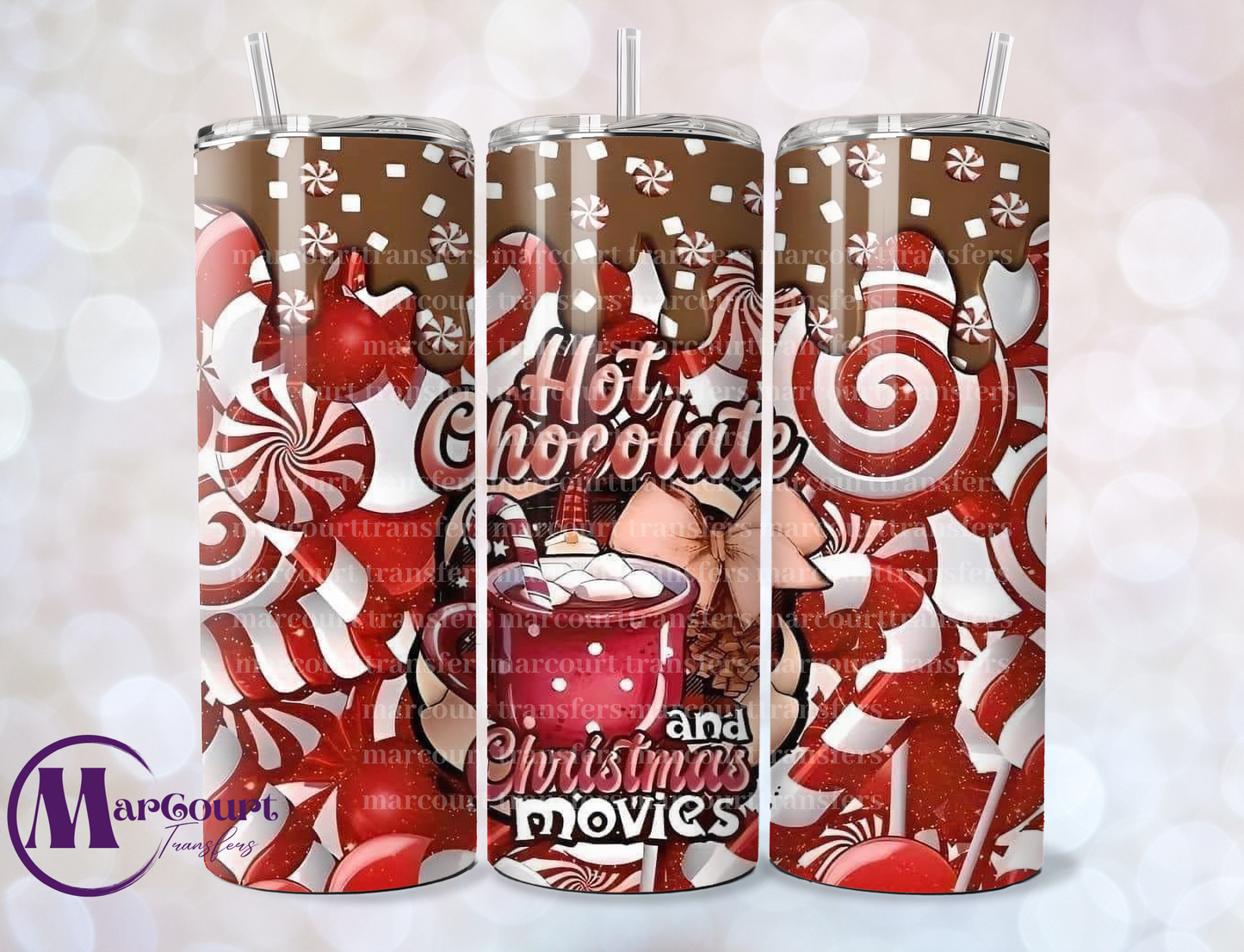 HOT CHOCOLATE AND CHRISTMAS MOVIES-SKINNY TUMBLER TRANSFER