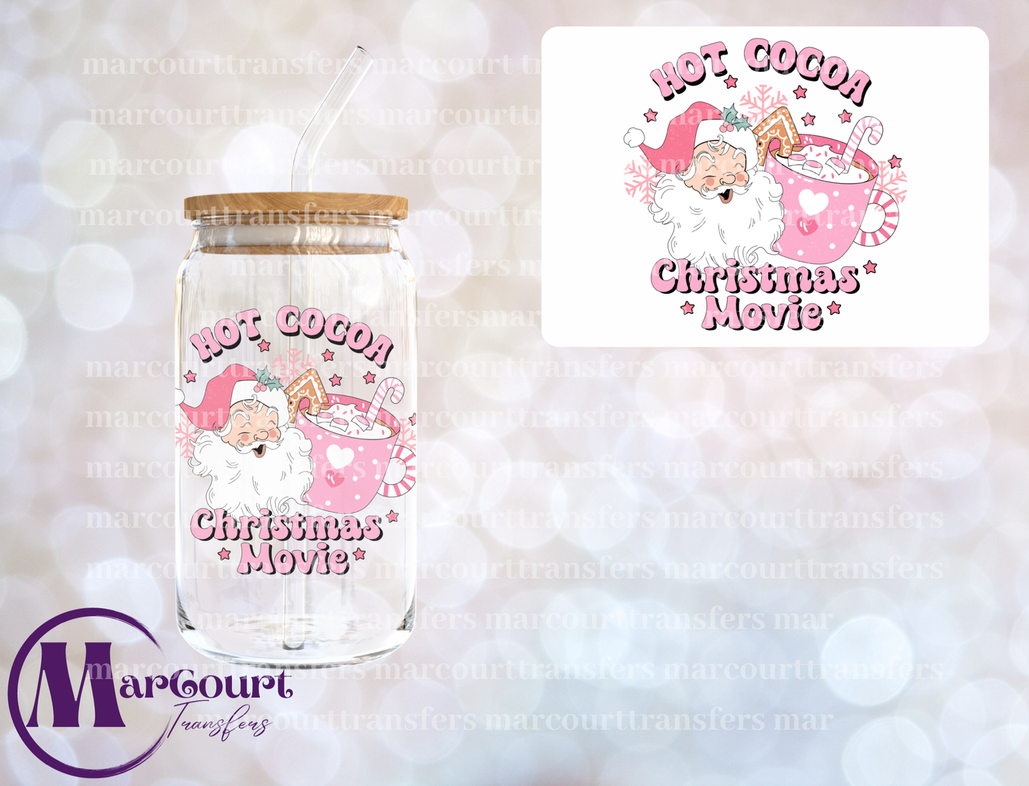 HOT COCOA CHRISTMAS MOVIE SANTA-DECAL-UV DTF CUP WRAP
