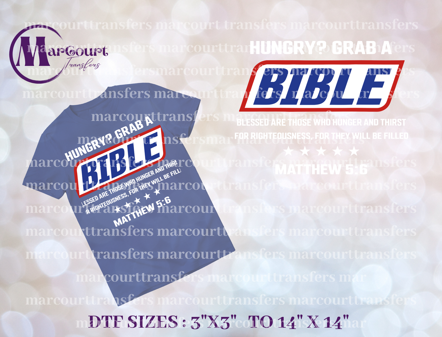 DTF-HUNGRY GRAB A BIBLE WHITE