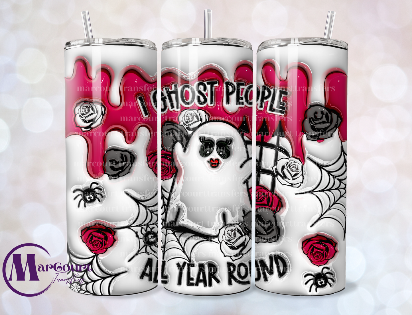 I GHOST PEOPLE ALL YEAR ROUND-SKINNY TUMBLER TRANSFER