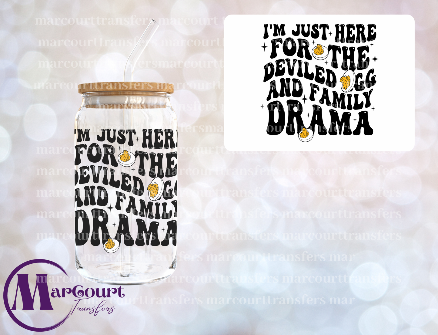 I'M JUST HERE FOR THE DEVILED EGGS-DECAL-UV DTF CUP WRAP