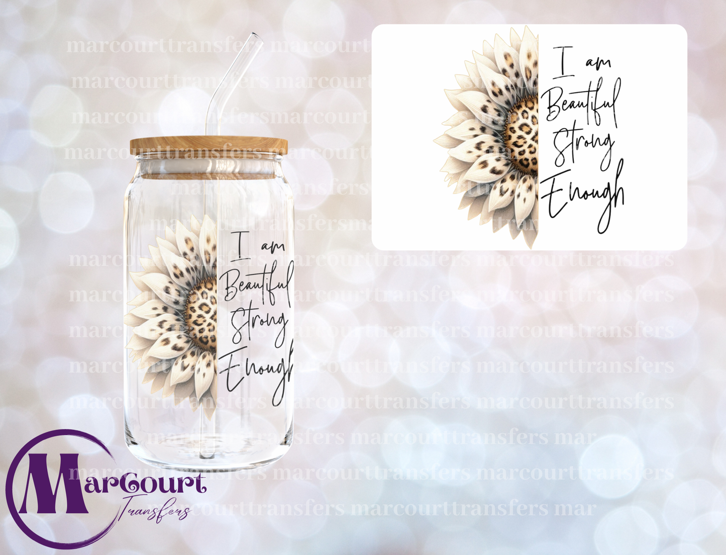 I AM BEAUTIFUL CHEETAH FLOWER-DECAL-UV DTF CUP WRAP