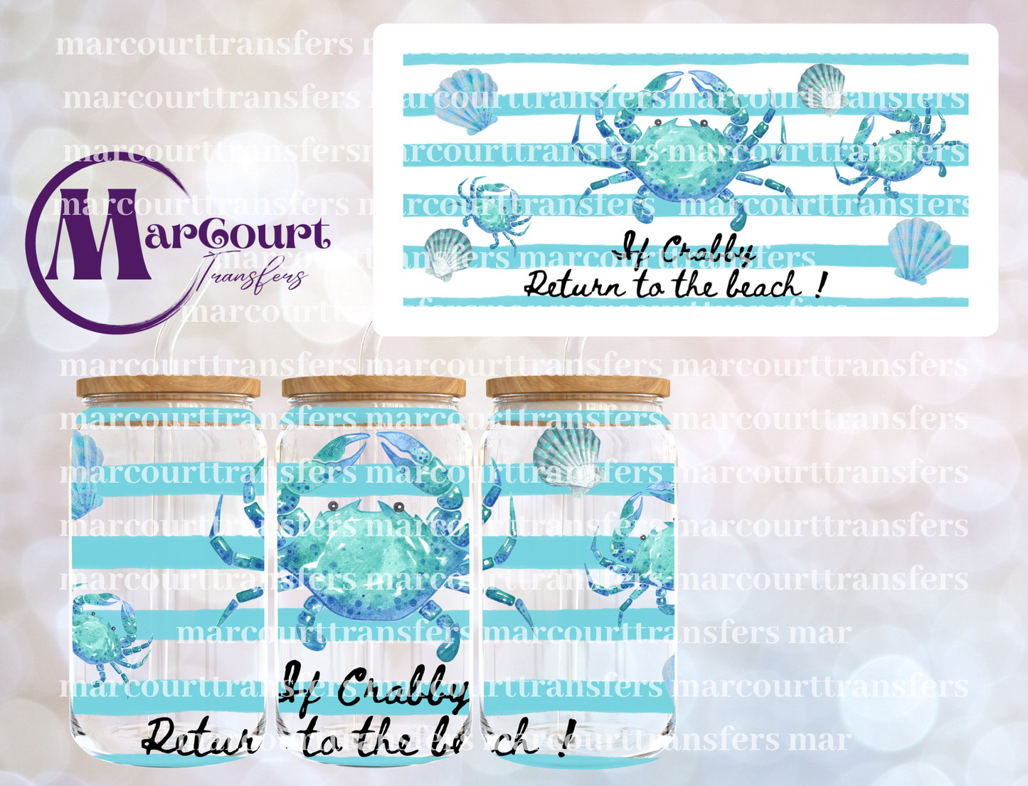 IF CRABBY RETURN TO THE BEACH-16 0Z-UV DTF CUP WRAP