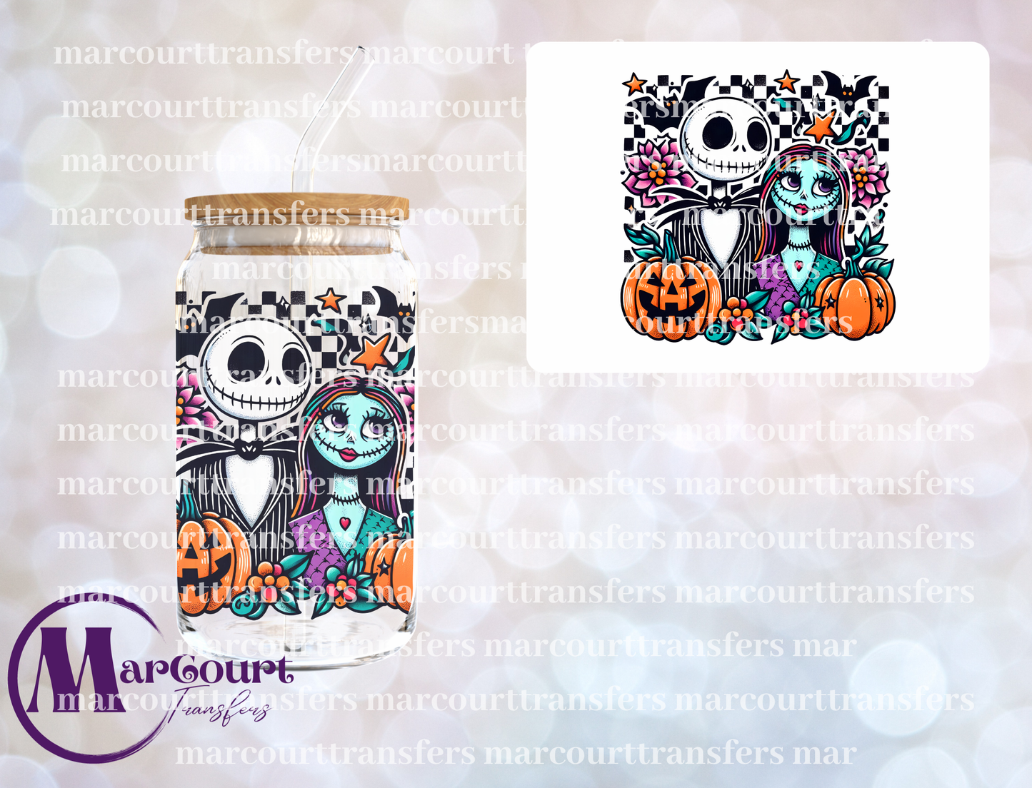 JACK AND SALLY HALLOWEEN-UV DTF CUP WRAP