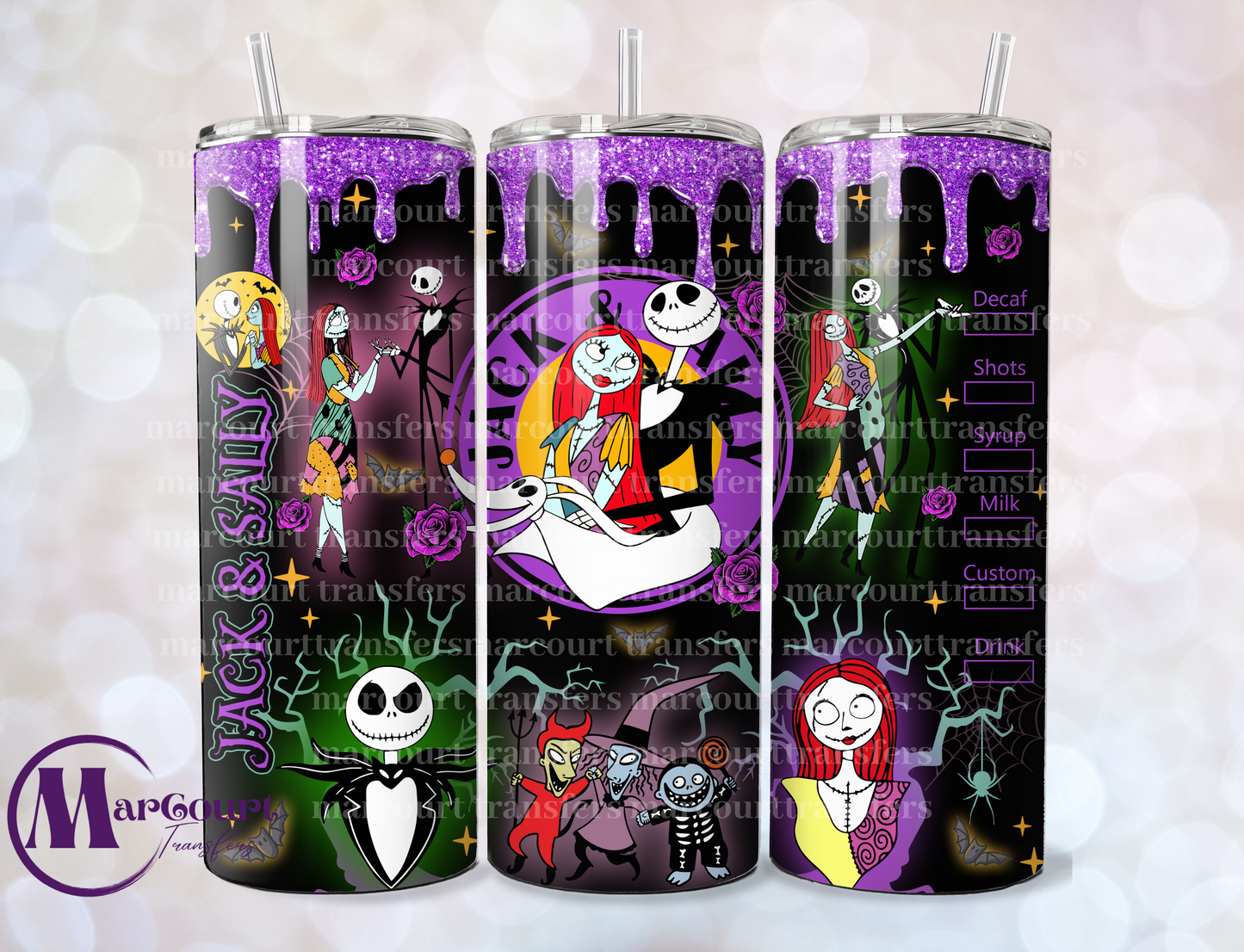 JACK AND SALLY PURPLE DRIP-SKINNY TUMBLER TRANSFER (SUBLIMATION)