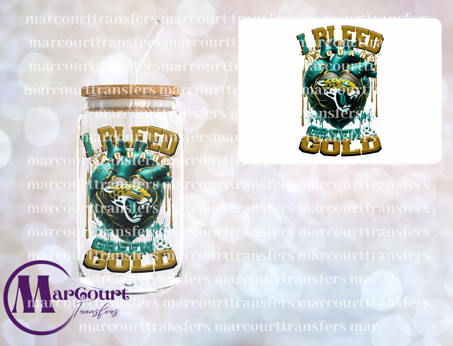 JAGUARS I BLEED GREEN AND GOLD-DECAL-UV DTF CUP WRAP