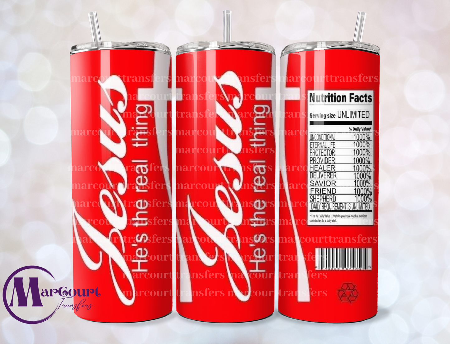JESUS IS THE REAL THING SKINNY TUMBLER TRANSFER (SUBLIMATION)