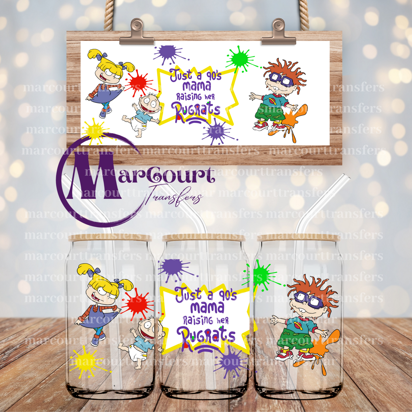 JUST A 90S MAMA RAISING HER RUGRATS-16 0Z-UV DTF CUP WRAP