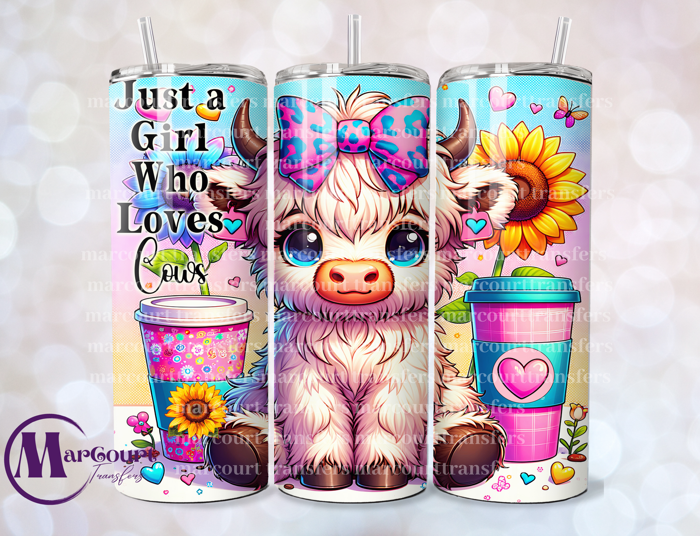 JUST A GIRL WHO LOVES COWS HIGHLAND-SKINNY TUMBLER TRANSFER