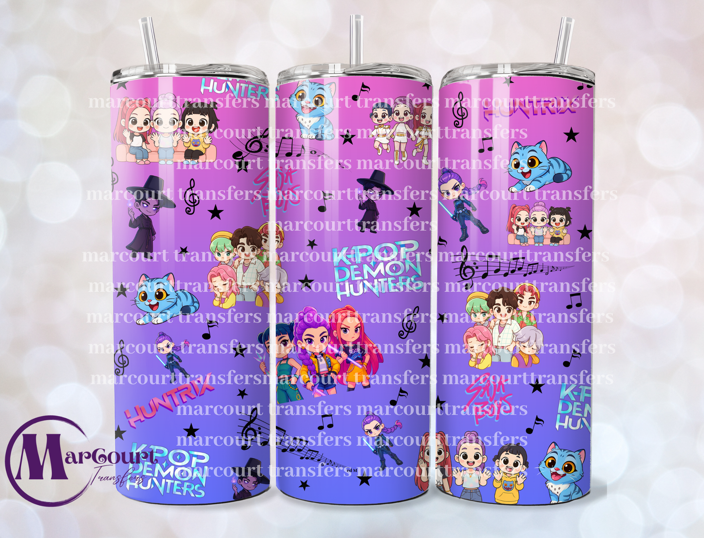 K POP DEMON HUNTERS 10-20-SKINNY TUMBLER TRANSFER