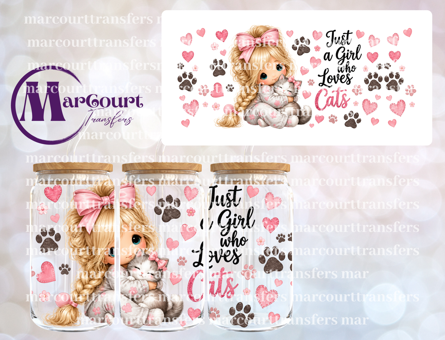 KAWAII CAT GIRL-16 0Z-UV DTF CUP WRAP