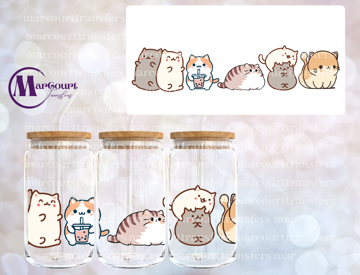 KAWAII CATS-16 0Z-UV DTF CUP WRAP