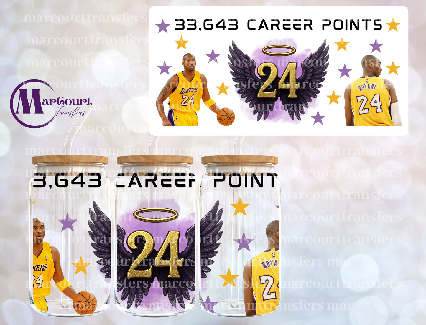 KOBE BRYANT POINTS-16 0Z-UV DTF CUP WRAP