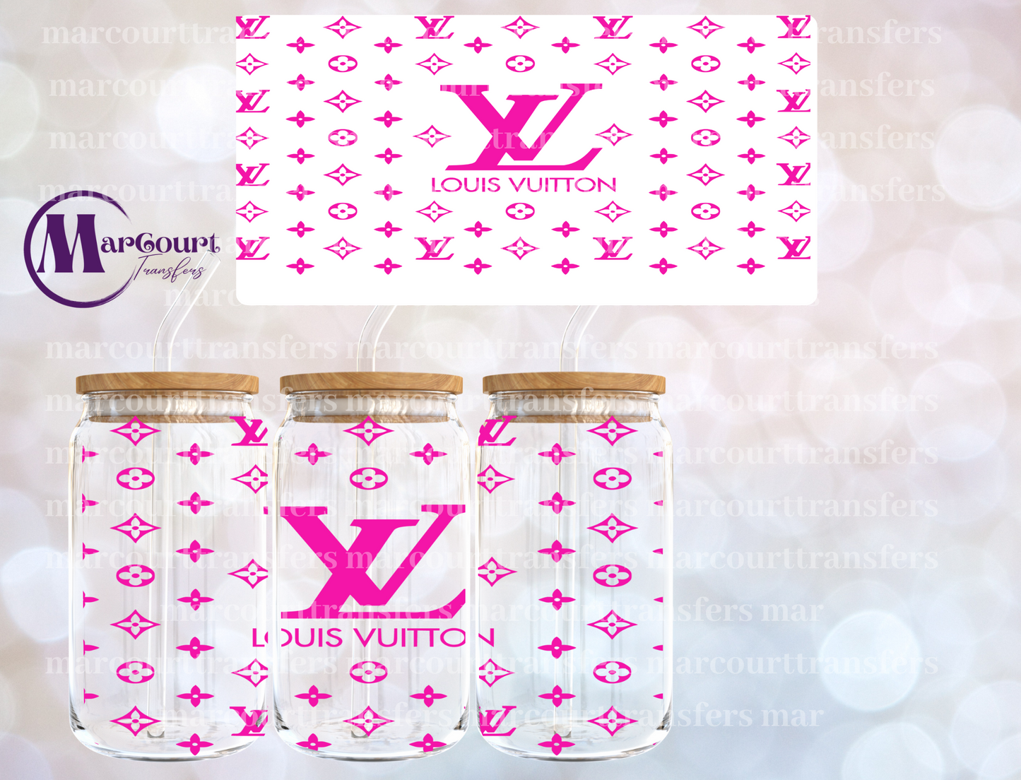 LV INSPIRED PINK LETTERS-16 0Z-UV DTF CUP WRAP