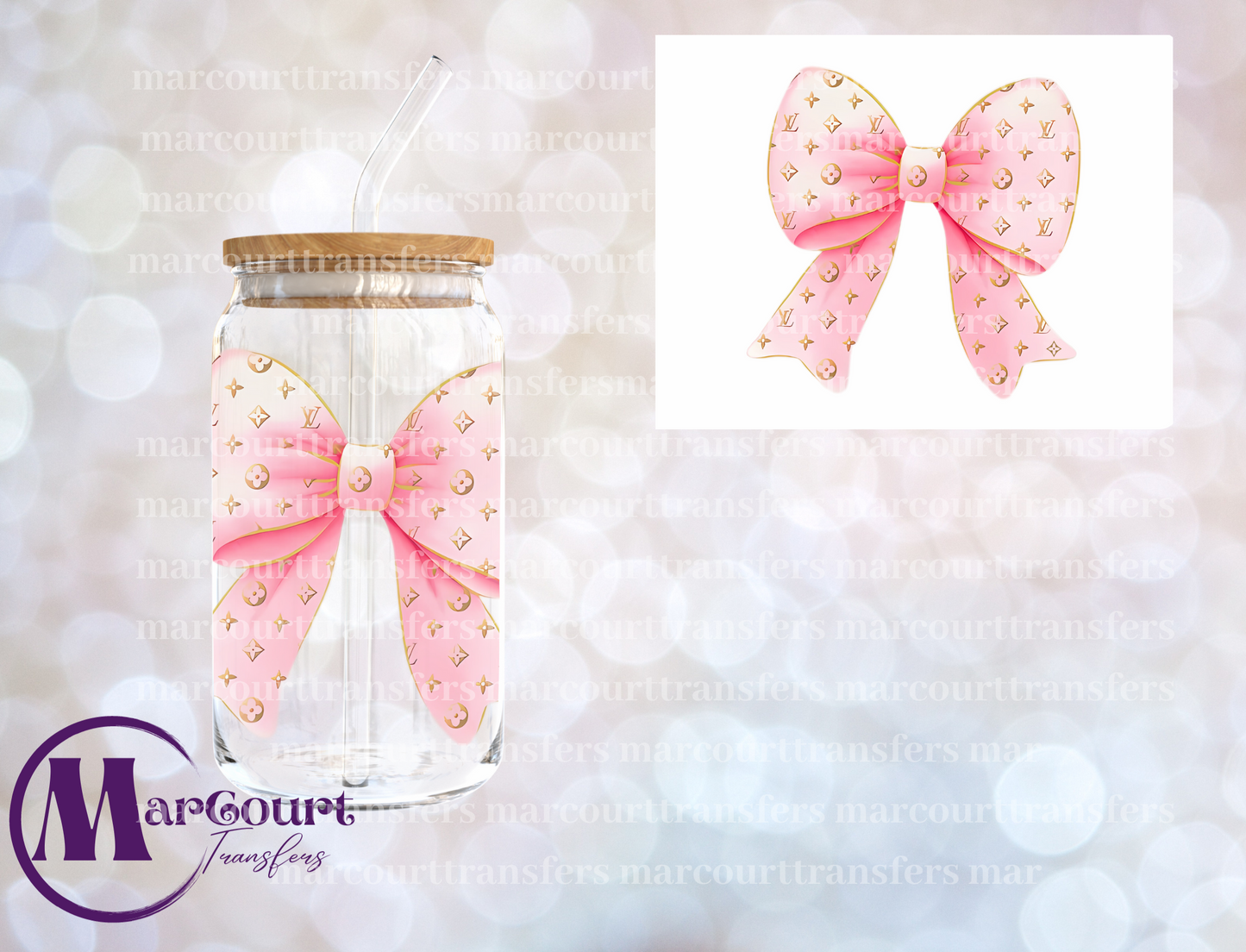 LV PINK-DECAL-UV DTF CUP WRAP