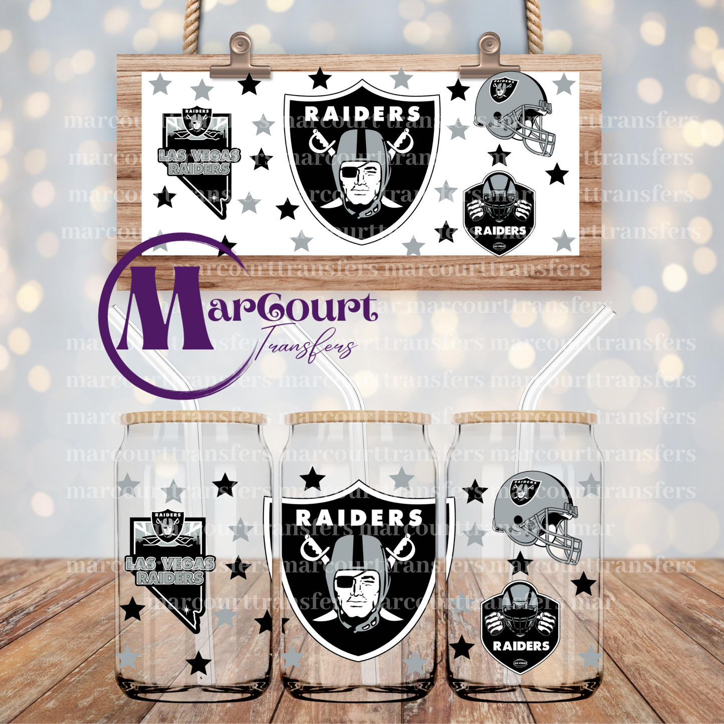 LAS VEGAS RAIDERS-16 OZ- UV DTF CUP WRAP