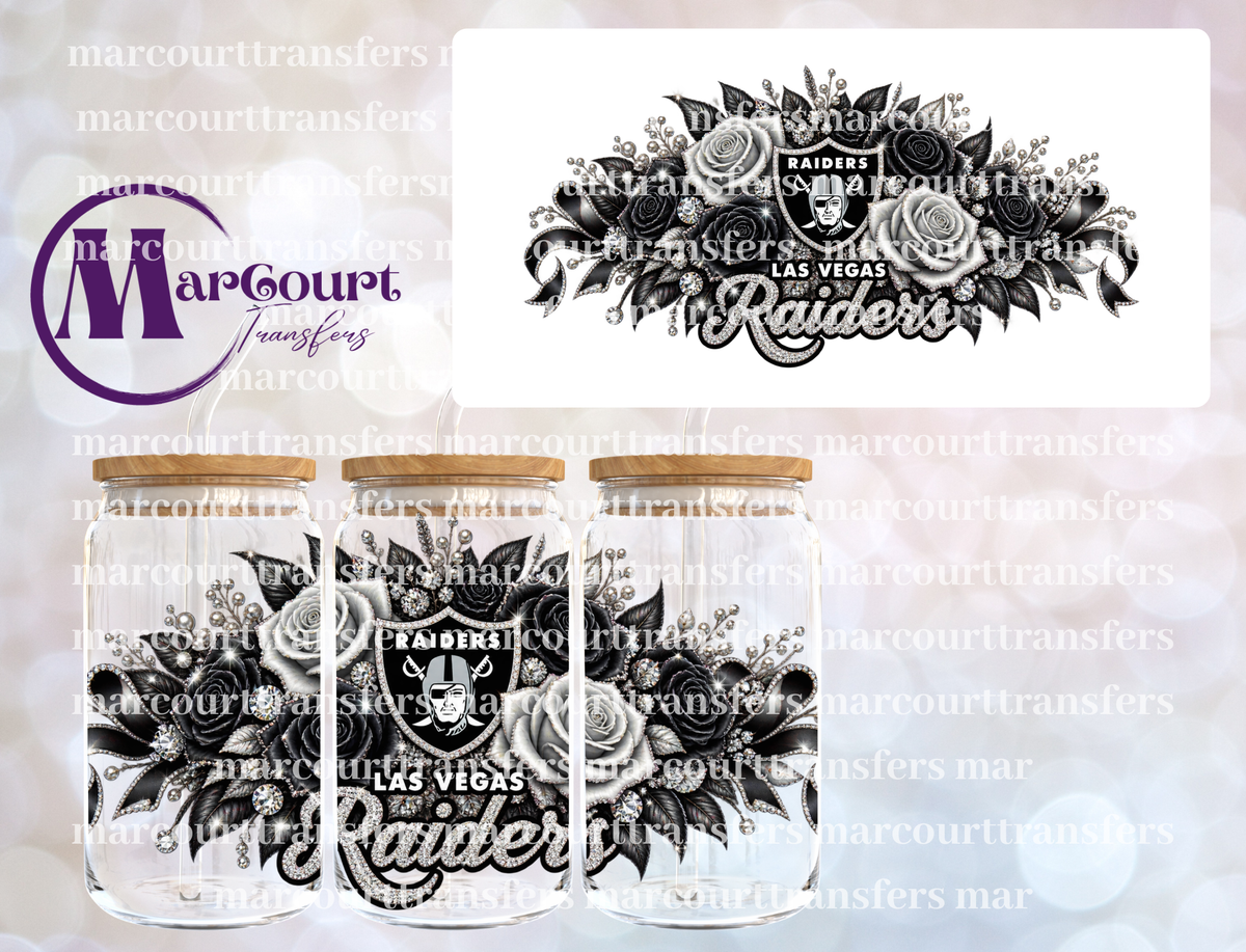 LAS VEGAS RAIDERS GLAM-16 0Z-UV DTF CUP WRAP