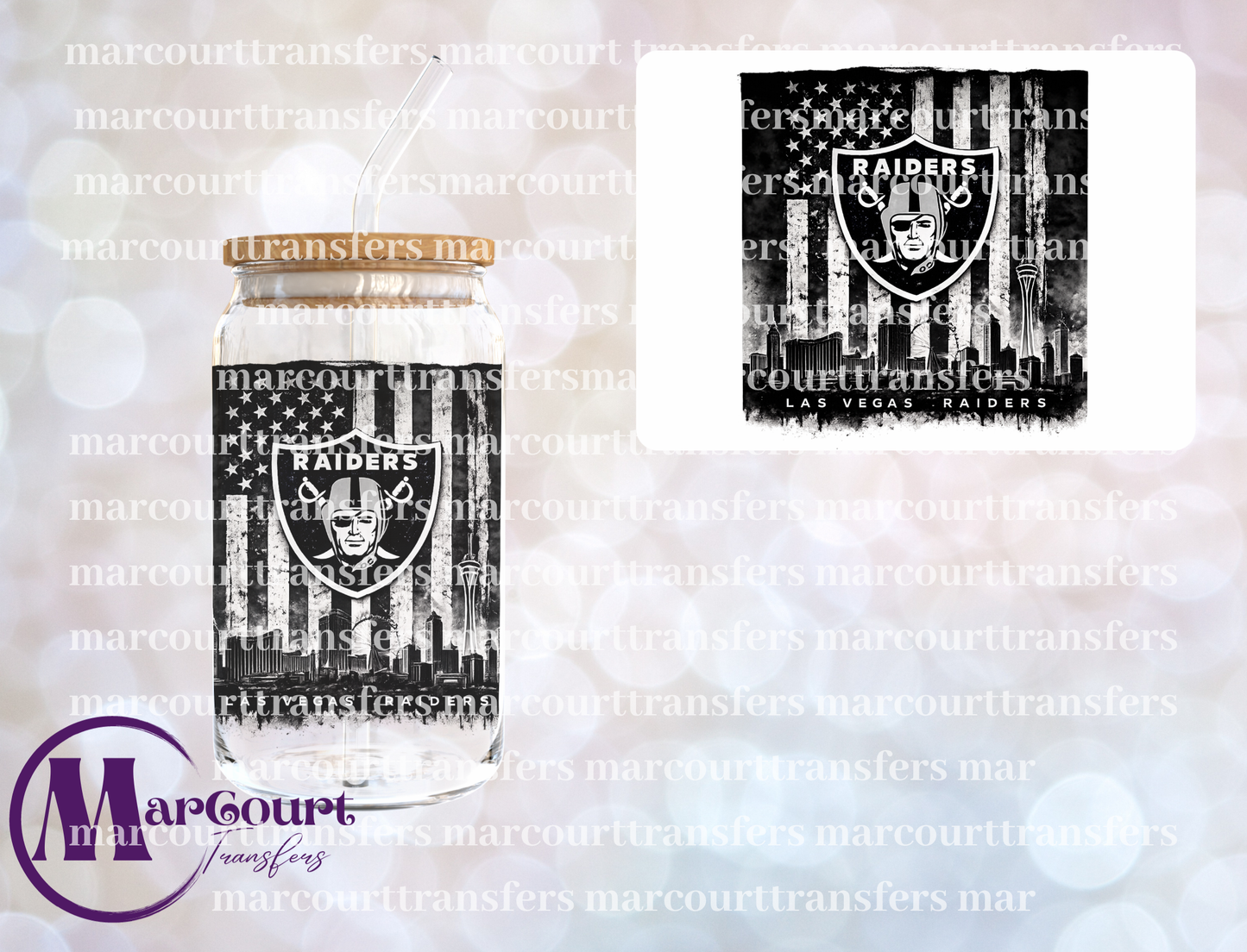 LAS VEGAS RAIDERS SKYLINE AND FLAG-UV DTF CUP WRAP