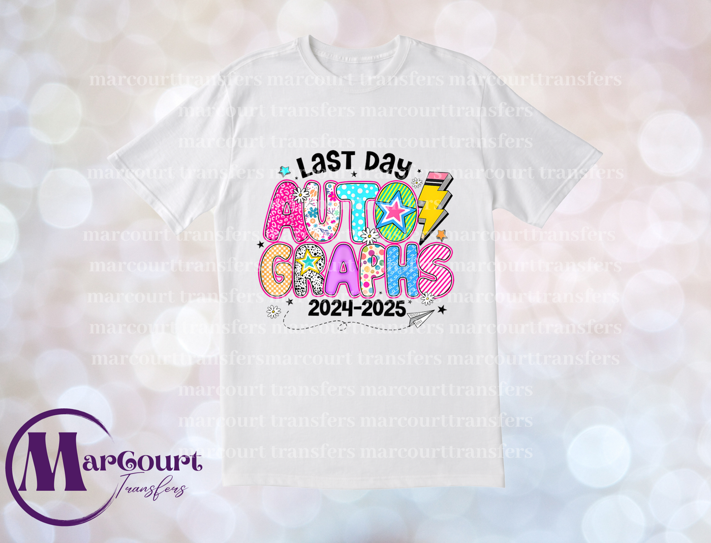 LAST DAY AUTOGRAPHS LIGHTNING PENCIL-T-SHIRT SUBLIMATION TRANSFER
