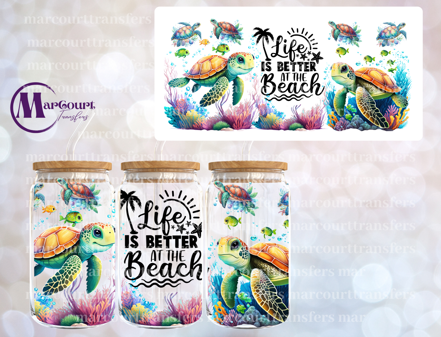 LIFE IS BETTER AT THE BEACH SUMMER-16 0Z-UV DTF CUP WRAP