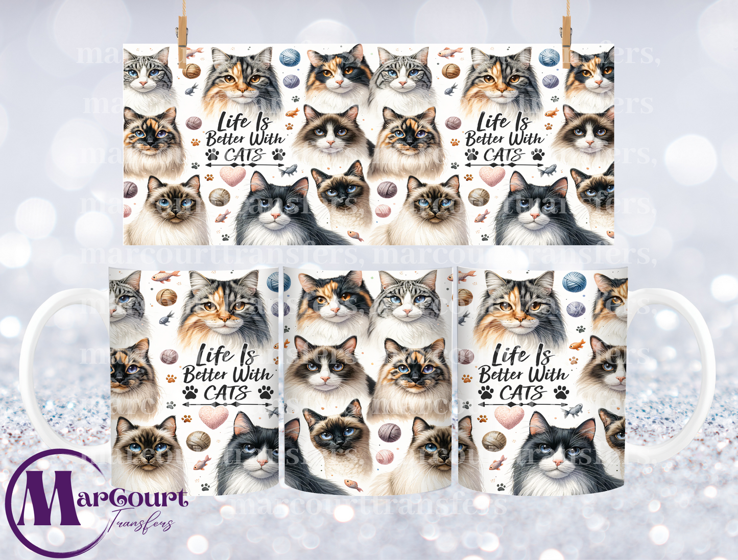 LIFE IS BETTER WITH CATS 1-MUG TRANSFER