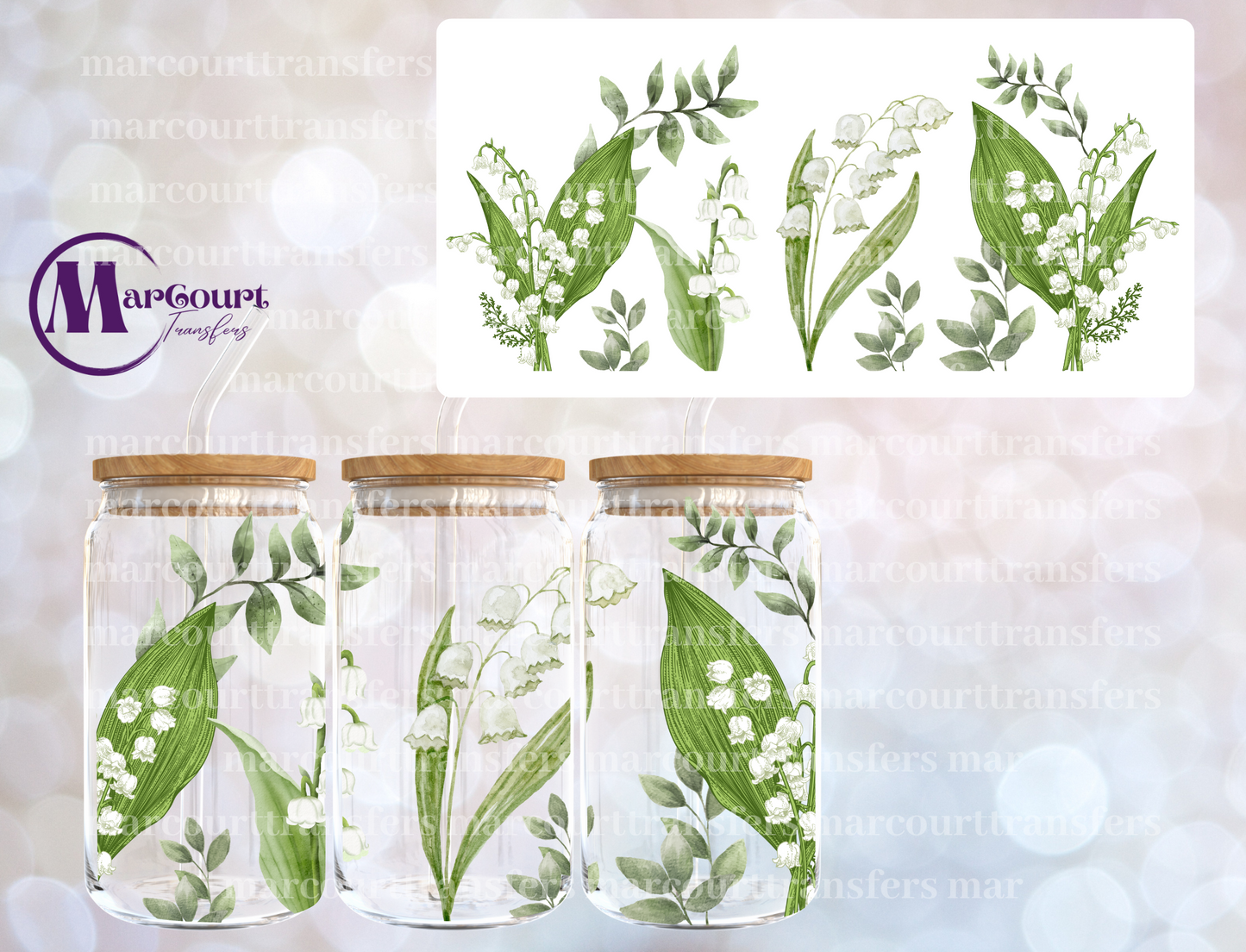 LILY OF THE VALLEY 2-16 0Z-UV DTF CUP WRAP