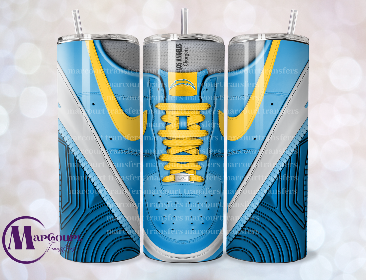 LOS ANGELES CHARGERS AIR FORCE 1-20-SKINNY SUBLIMATION TUMBLER TRANSFER