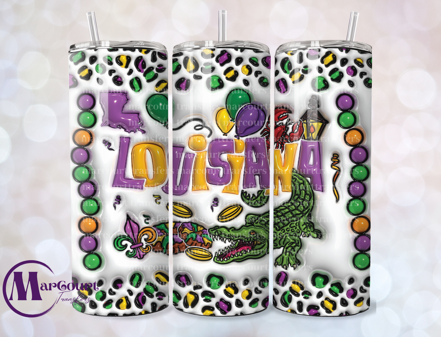 MARDIS GRAS-SKINNY TUMBLER TRANSFER (SUBLIMATION)