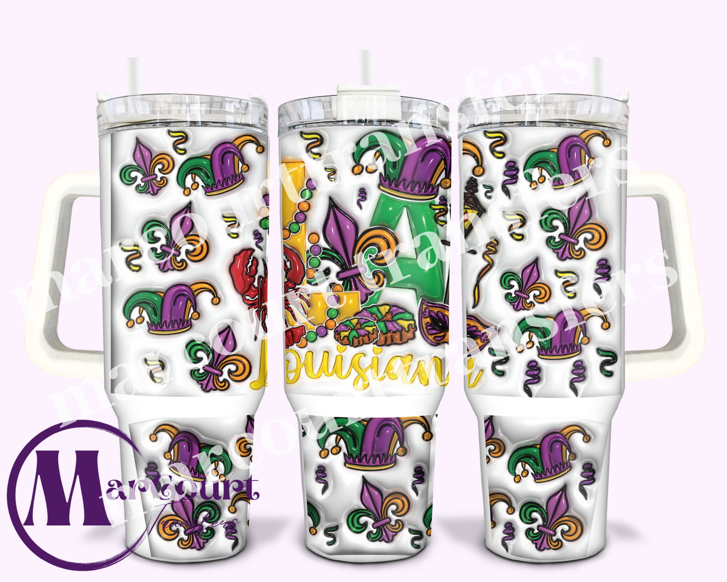 LOUISIANA MARDI GRAS-40 0Z-SUBLIMATION TUMBLER TRANSFER