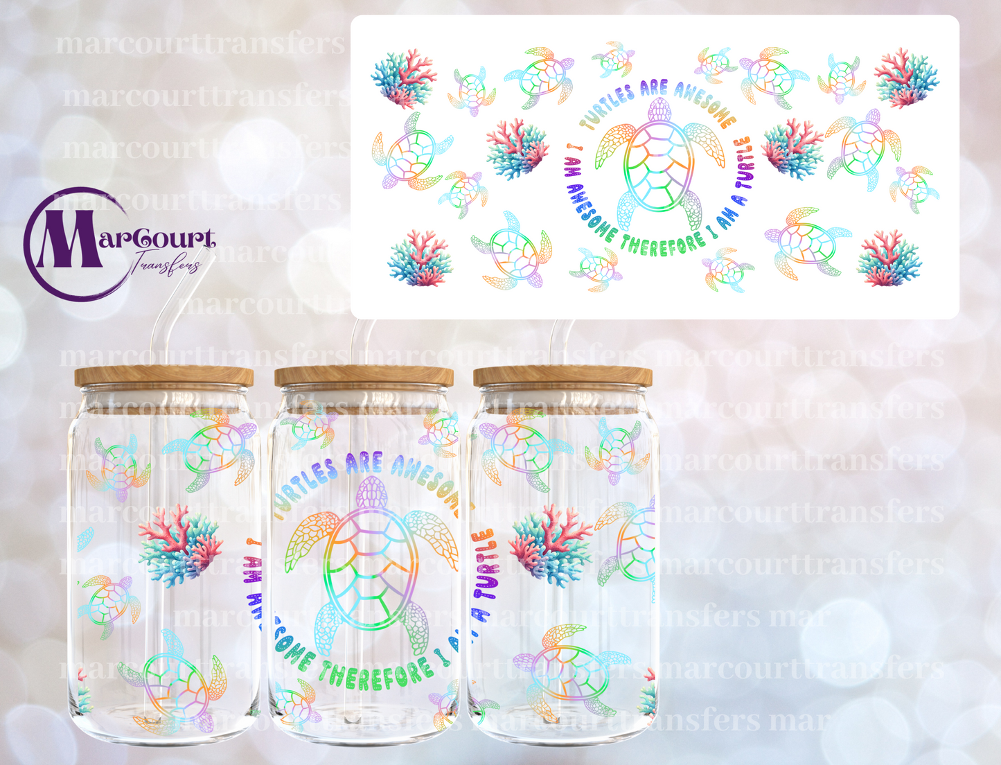 LOVE TURTLE SUMMER-16 0Z-UV DTF CUP WRAP