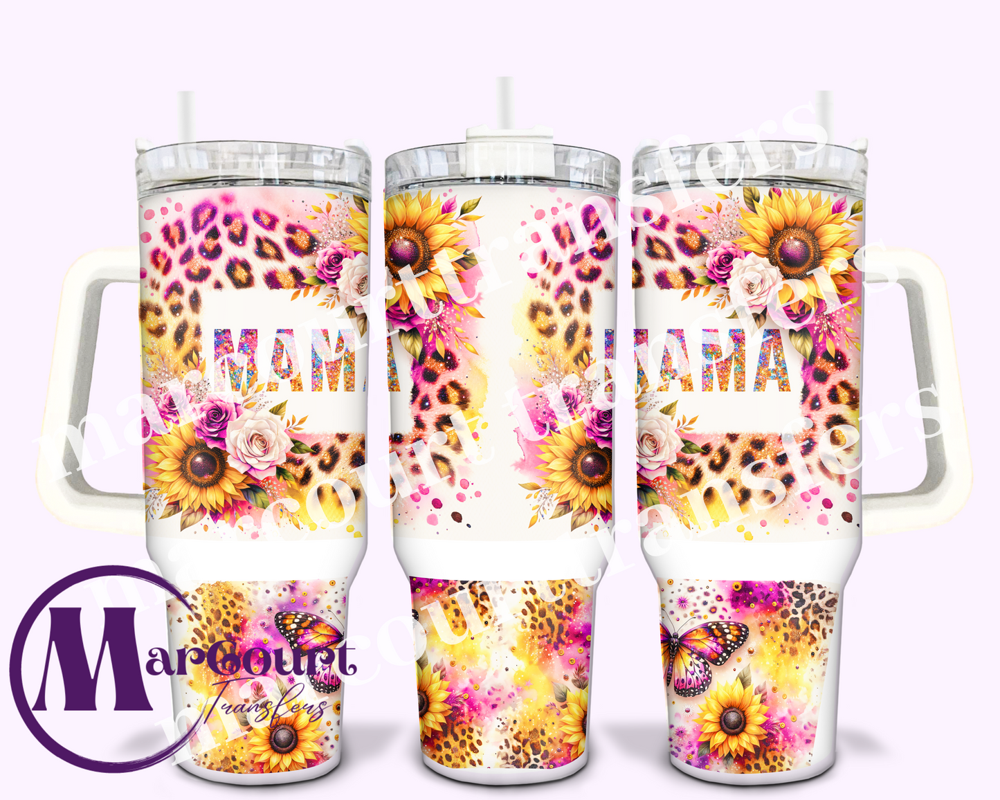 MAMA PINK CHEETAH-40 0Z-SUBLIMATION TUMBLER TRANSFER