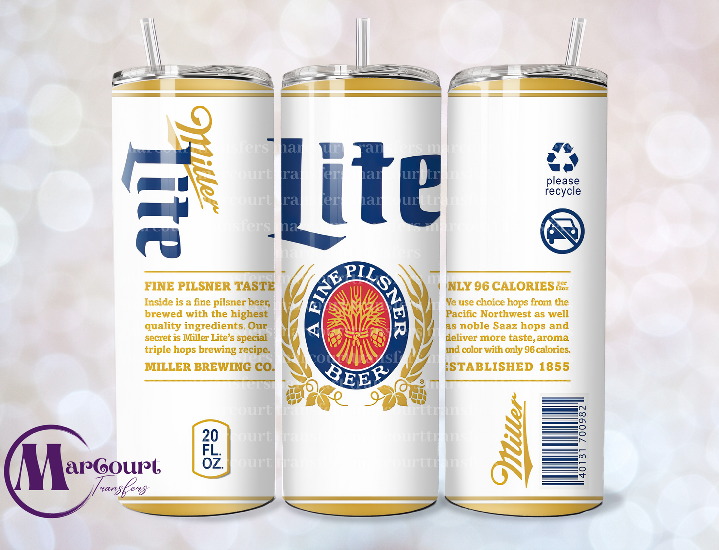 MILLER LITE-20 OZ-UV DTF CUP WRAP